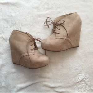 Lace up wedge booties